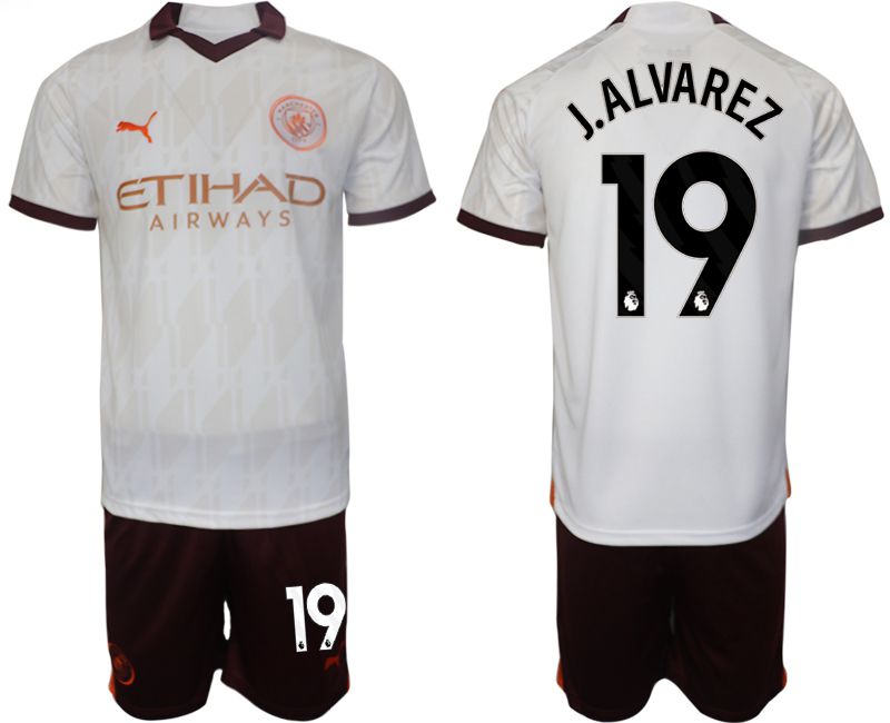 Men 2023-2024 Club Manchester City away white 19 Soccer Jersey